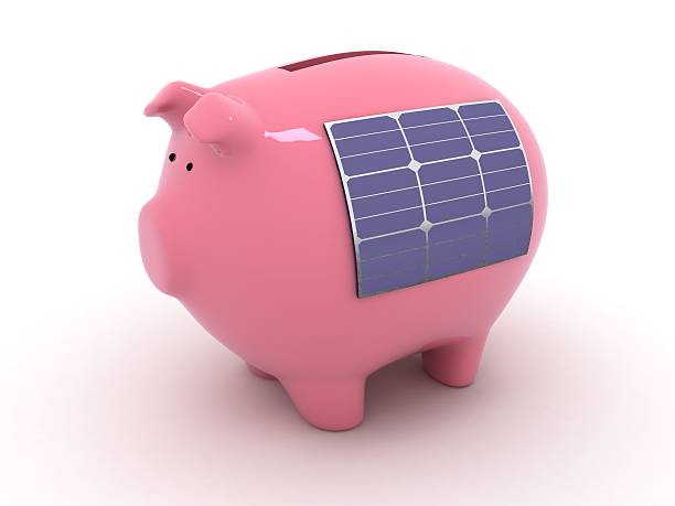 risparmio energia solare - solar energy currency energy green foto e immagini stock