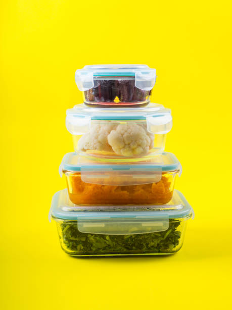 istock Stack of airtight glass containers with cooked food 1223744411