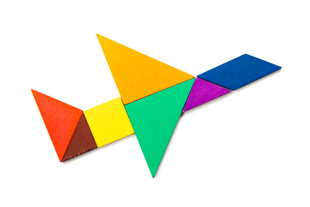 istock Color wood tangram puzzle in airplane shape on white background 1223746245