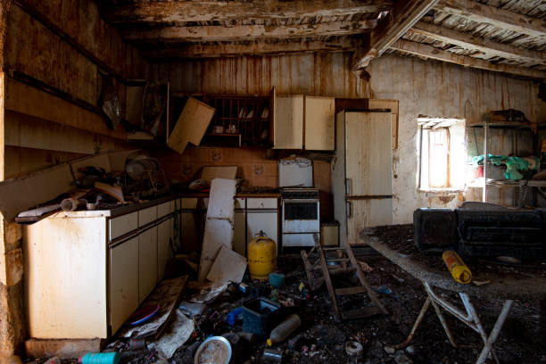 istock Interior of an old abandoned house kitchen 1223750060