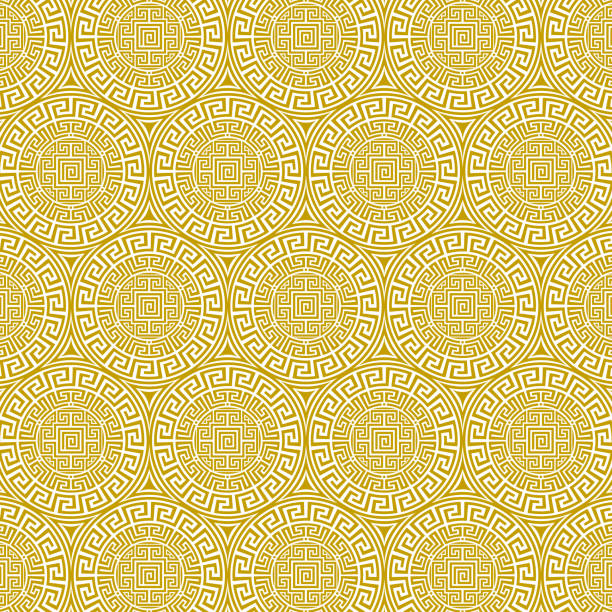민족 그리스 스타일의 벡터 원활한 기하학적 패턴 19. 패턴은 스와시 팔레트에 있습니다. - pattern baroque style vector ancient stock illustrations