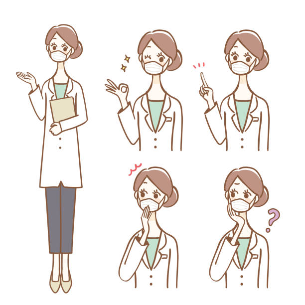 Female healthcare worker facial expression illustration set Female healthcare worker facial expression illustration set healthcare and medicine business hospital variation stock illustrations