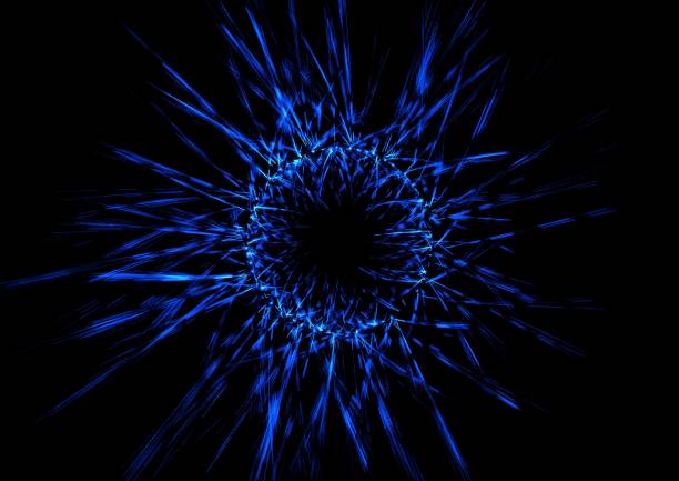 istock Circle of digital rays shining in the dark 1223759684