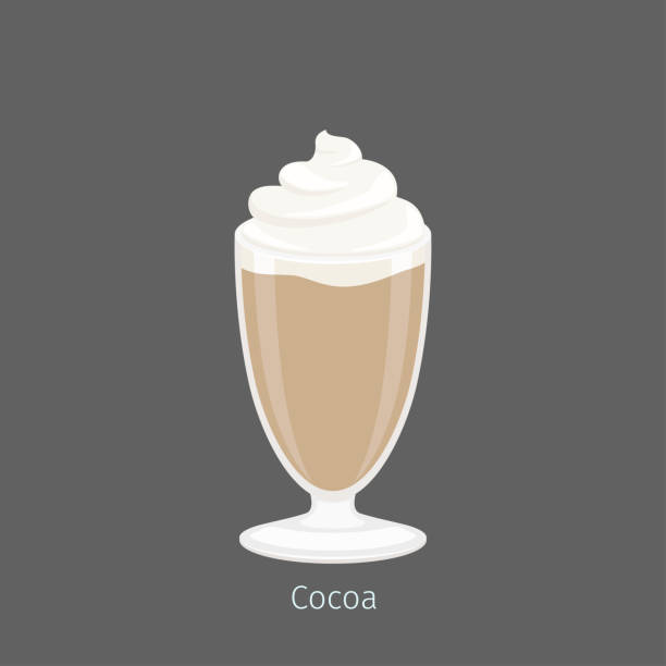 ilustraciones, imágenes clip art, dibujos animados e iconos de stock de delicioso cacao caliente o beber chocolate en vidrio - chocolate cocoa hot chocolate backgrounds