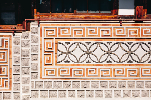 Bukchon Hanok Village with Traditinal courtyard. Korea tradition pattern.