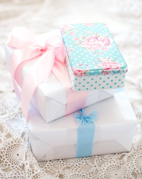 istock Three gift boxes in bright pastel colors. Holiday atmosphere 1223765166