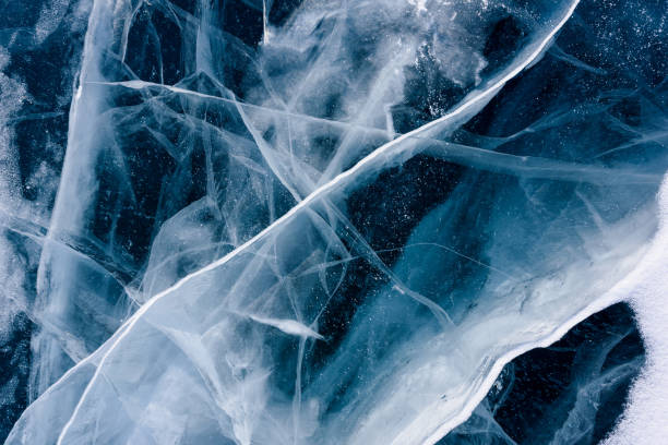 istock Beautiful ice of Lake Baikal with abstract cracks 1223766542