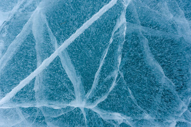 istock Beautiful ice of Lake Baikal with abstract cracks 1223766548
