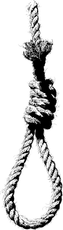 Lynch tie rope loop silhouette for hanging isolated on white background
