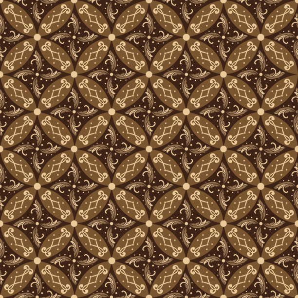 istock Beautiful Kawung batik floral pattern with seamless golden brown color design. 1223772861