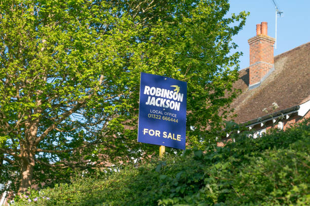 Robinson Jackson Estate Agents in Eynsford, England Robinson Jackson Estate Agents in Eynsford, England. This is a real estate agency in the UK and in this poster it has a for sale offer and the number of its local office editorial architecture famous place local landmark stock pictures, royalty-free photos & images