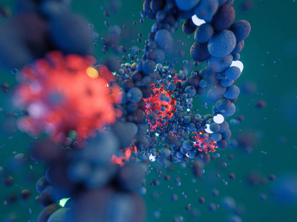 istock Covid-19. Pathogen respiratory coronavirus 2019-ncov flu. Virus attacks DNA. 3D 1223777347