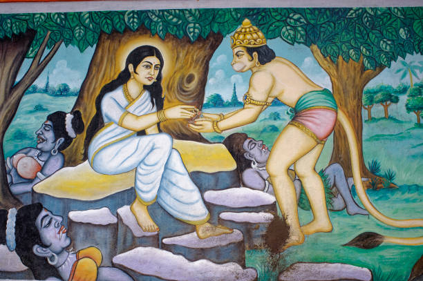 картина ханумана и ситы - hanuman стоковые фото и изображения