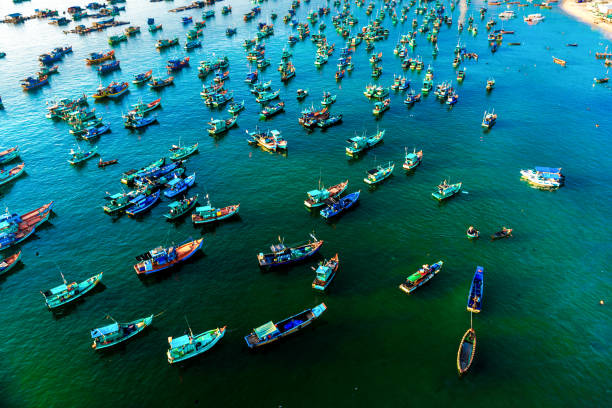 istock many multi-colored, beautiful ships in the sea. view from above 1223778664