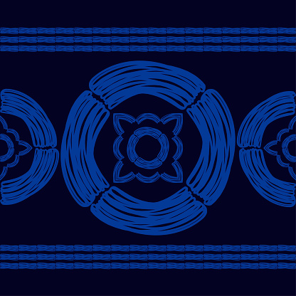 Design With Manual Hatching Blue Patterned Texture Stock Illustration ...