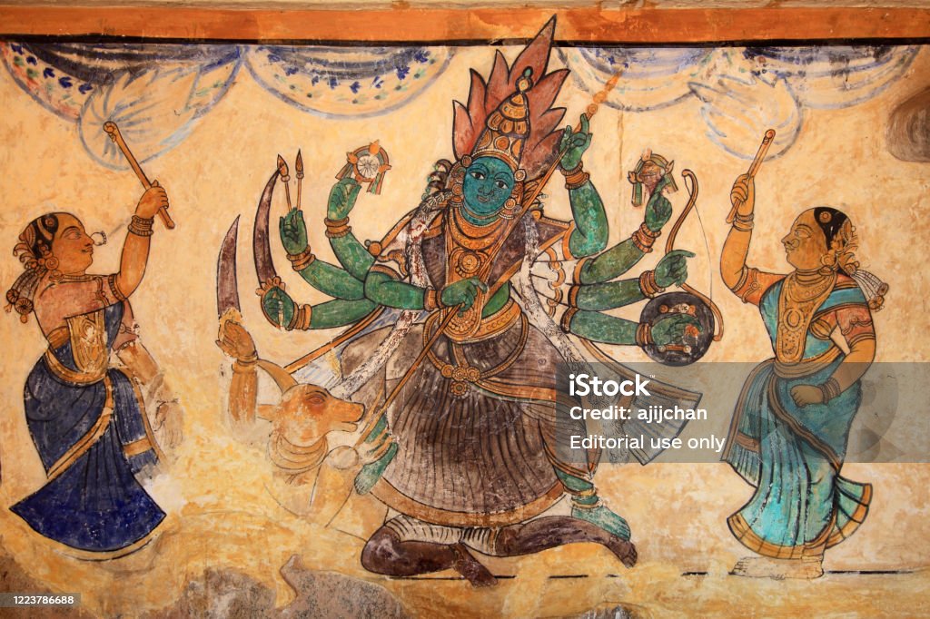 Ancient Murals In The Brihadeeswarar Temple In Thanjavur India 