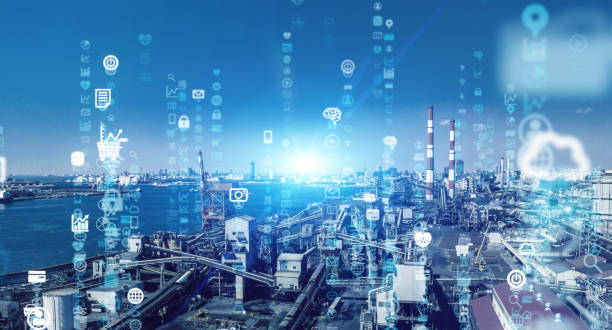 istock Industrial technology concept. Communication network. INDUSTRY 4.0. Factory automation. 1223789370