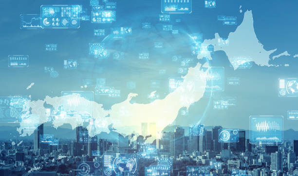 istock Network of Japan concept. Communication network. 1223789507