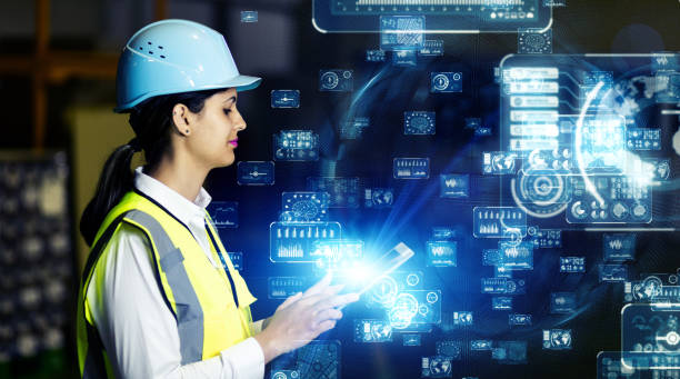 istock Industrial technology concept. Communication network. INDUSTRY 4.0. Factory automation. 1223790064