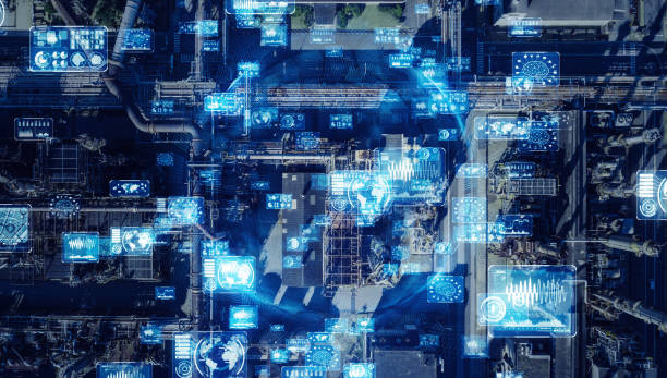 istock Industrial technology concept. Communication network. INDUSTRY 4.0. Factory automation. 1223790280