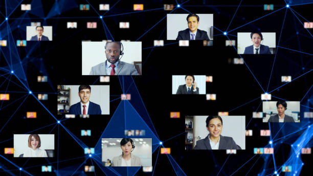 istock Global communication network concept. Video conference. Telemeeting. Flash news. 1223790400