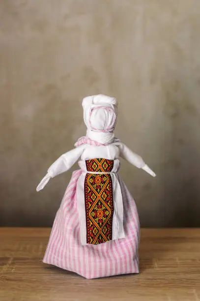 Photo of traditional Ukrainian motanka doll handmade