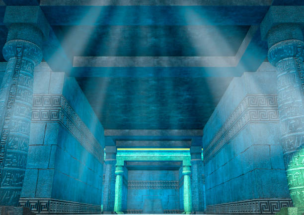 istock Alien night temple illuminated by the light of stars. 1223791680