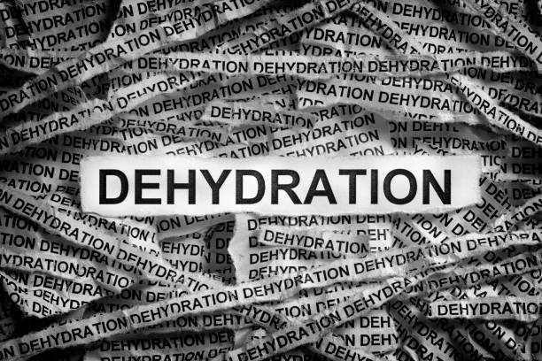istock Strips of newspaper with the words Dehydration 1223797588