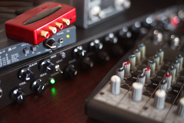 istock Sound amplifier or Music mixer with Knobs and Jack holes 1223798109