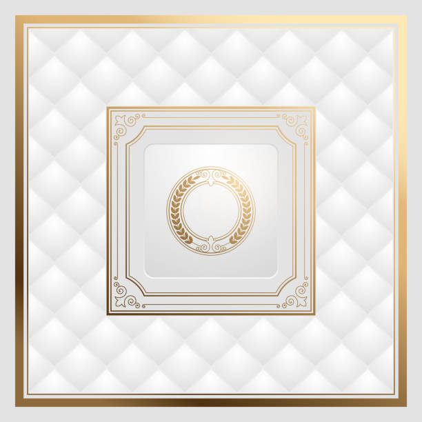 белый и золотой роскошный винтажный фон - lace frame retro revival floral pattern stock illustrations
