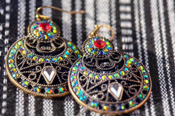 istock earrings inlaid with colored stones 1223801594