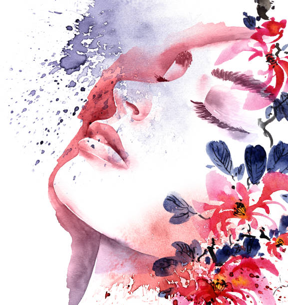 istock Woman portrait with flowers 1223801893