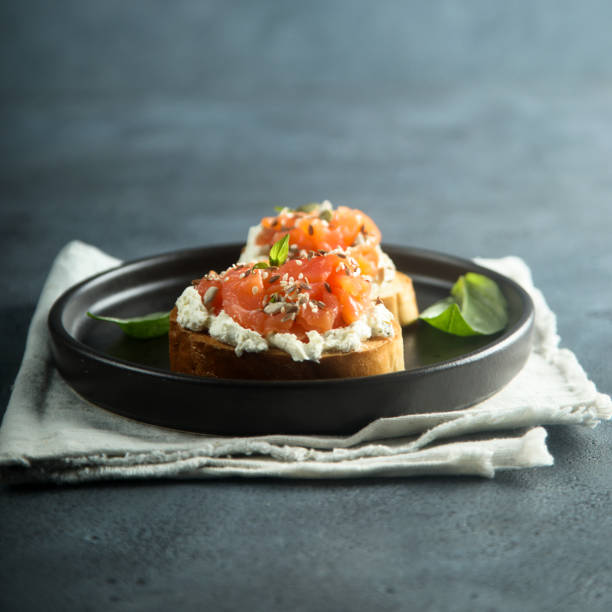 istock Smoked salmon on toast 1223801987