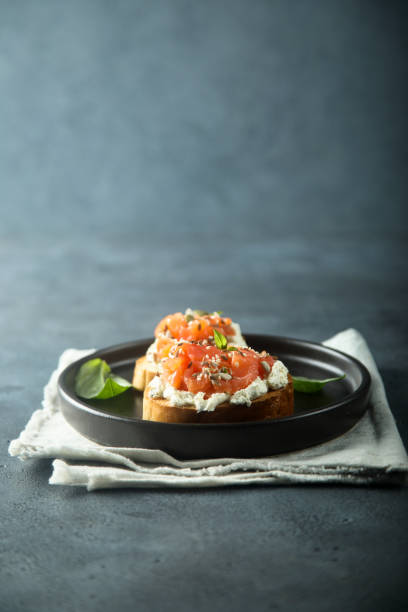 istock Smoked salmon on toast 1223801988