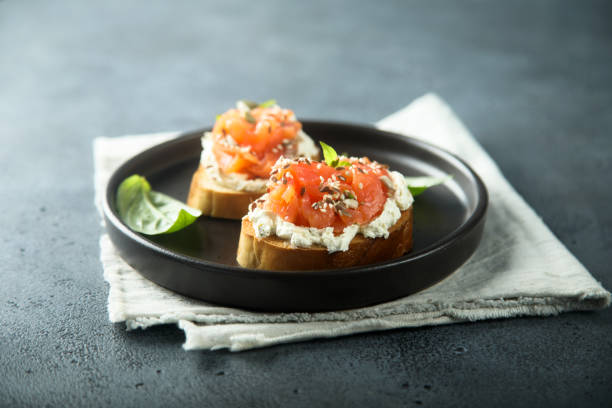 istock Smoked salmon on toast 1223803015