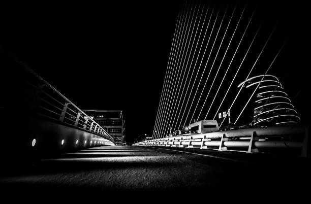 samuel beckett bridge a dublino (bianco e nero) - ponte di strumento musicale foto e immagini stock