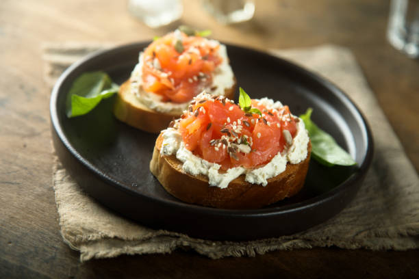 istock Smoked salmon on toast 1223804630