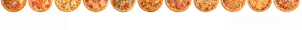 Various kind of pizza isolated over white background for banner design