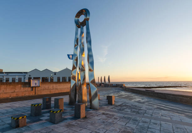 Prestatyn, UK : Jul 2, 2019: Offa's Dyke is a long distance pathway which starts or ends on the promenade at Prestatyn.