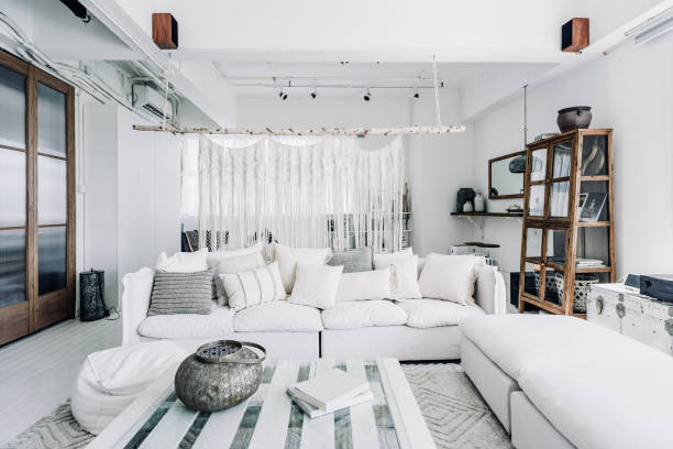Loft living room interior with modern, stylish and cozy design