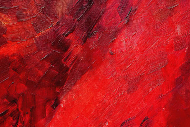 istock Abstract paint strokes on canvas, craquelure. Red tones. Different smear density 1223811286