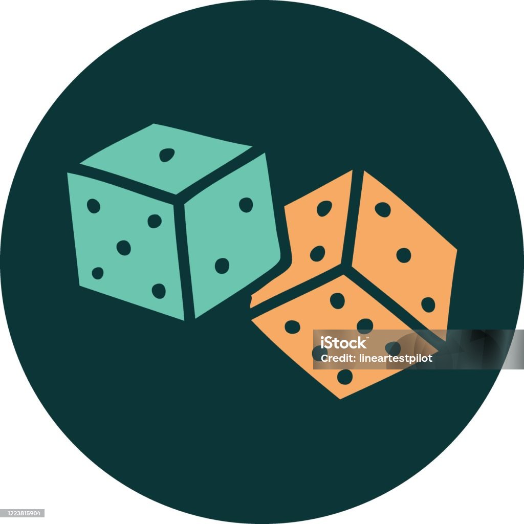 Biểu Tượng Phong Cách Hình Xăm Của Xúc Xắc May Mắn Hình minh họa ...