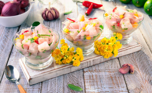 Ceviche - Traditional Peruvian Food Ceviche - Traditional Peruvian Food seviche photos stock pictures, royalty-free photos & images