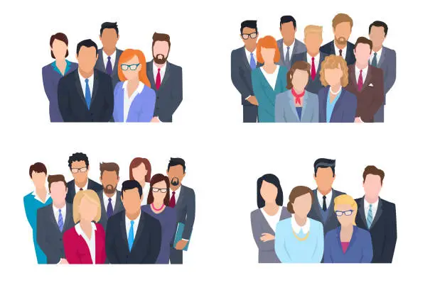 Vector illustration of Business Team Group Portrait collection