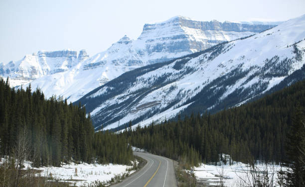 Icefields Parkway is one of the most beautiful roads in the world stock photo