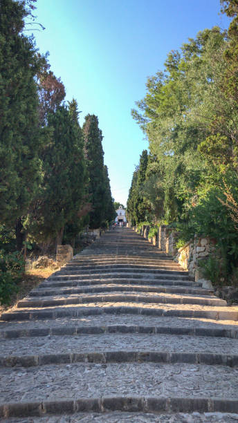 istock Carrer del Calvari stairway in Pollenca, Majorca (Mallorca), Spain 1223825922
