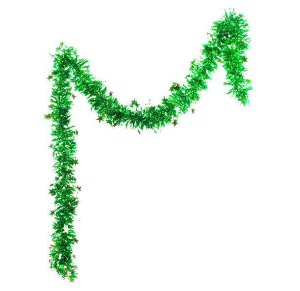 istock Green tinsel with stars. 1223827182