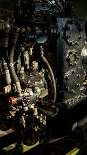 istock Old Soviet aircraft engine. Gears and carburetor 1223829412