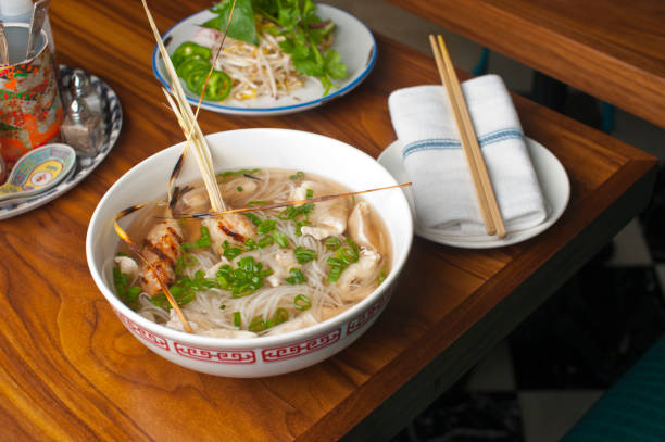 Ramen noodles. Classic Japanese noodle soup dish. Served with beef broth, fresh vegetables and seasoned beef or chicken.