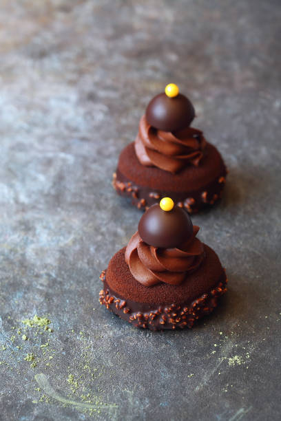 istock Contemporary chocolate mini mousse cakes 1223829629